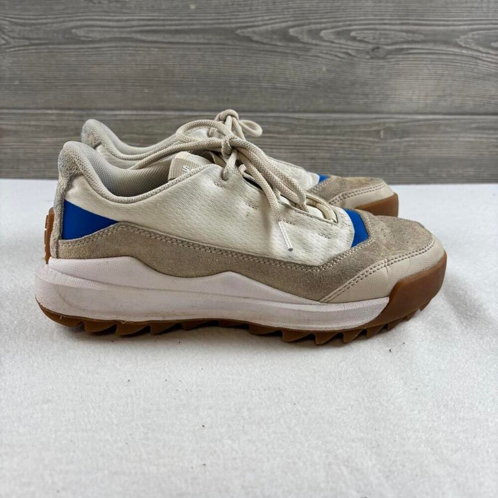 Sorel ONA 718 Sneakers Women’s 7 Cream Beige Blue Suede Gum Sole NL4858-125